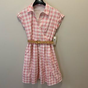 Eliza J pink gingham size 4 dress classy button